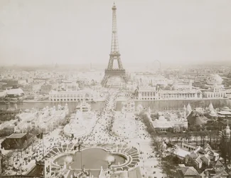 Panorama över Jardins du Trocadero och Champ-de-Mars, Paris, c.1900